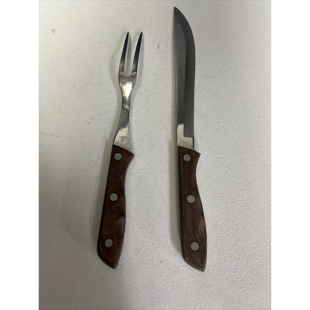 Vintage VIKING 9" 440-A SUPER STAINLESS CHEF'S KNIFE + CARVING FORK - Picture 5 of 6
